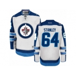 Men's Reebok Winnipeg Jets #64 Logan Stanley Authentic White Away NHL Jersey