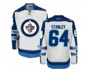 Men's Reebok Winnipeg Jets #64 Logan Stanley Authentic White Away NHL Jersey