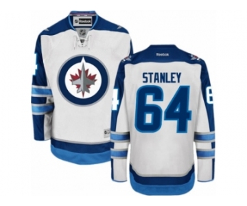 Men's Reebok Winnipeg Jets #64 Logan Stanley Authentic White Away NHL Jersey