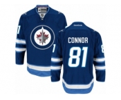 Men's Reebok Winnipeg Jets #81 Kyle Connor Authentic Navy Blue Home NHL Jersey