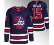 Men's Winnipeg Jets #15 Rasmus Kupari 2021-22 Navy Stitched Jersey