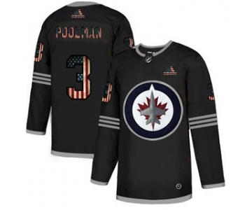 Men's Winnipeg Jets #3 Tucker Poolman Black USA Flag Limited Hockey Jersey