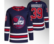 Men's Winnipeg Jets #39 Laurent Brossoit 2021-22 Navy Stitched Jersey