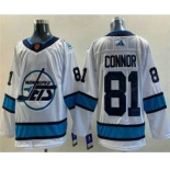 Men's Winnipeg Jets #81 Kyle Connor White 2022 Reverse Retro Stitched Jersey