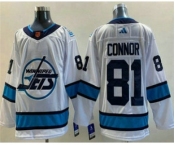 Men's Winnipeg Jets #81 Kyle Connor White 2022 Reverse Retro Stitched Jersey