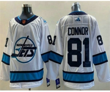 Men's Winnipeg Jets #81 Kyle Connor White 2022 Reverse Retro Stitched Jersey