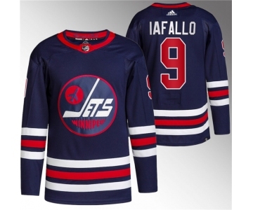 Men's Winnipeg Jets #9 Alex Iafallo 2021-22 Navy Stitched Jersey