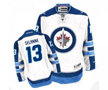 Reebok Winnipeg Jets #13 Teemu Selanne Authentic White Away NHL Jersey