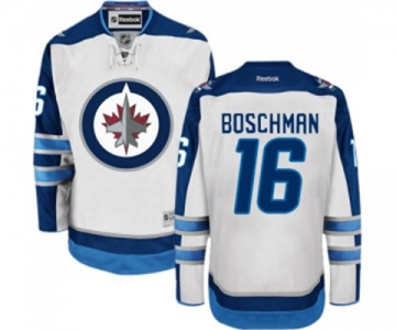 Reebok Winnipeg Jets #16 Laurie Boschman Authentic White Away NHL Jersey