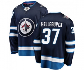 Winnipeg Jets #37 Connor Hellebuyck Fanatics Branded Navy Blue Home Breakaway NHL Jersey