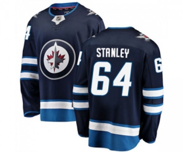 Winnipeg Jets #64 Logan Stanley Fanatics Branded Navy Blue Home Breakaway NHL Jersey