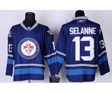 nhl Winnipeg Jets #13 Teemu Selanne Blue New Jersey