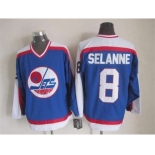 nhl jerseys winnipeg jets #8 selanne blue[m&n][selanne]