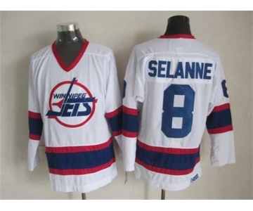 nhl jerseys winnipeg jets #8 selanne white[m&n][selanne]