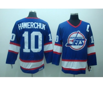 nhl jets #10 hawerchuk blue ccm