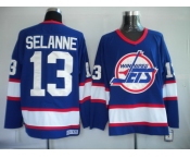 nhl jets #13 selanne blue ccm