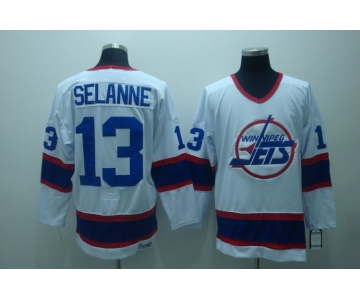 nhl jets #13 selanne white ccm