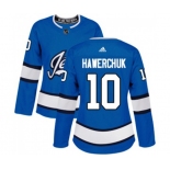 Women Adidas Winnipeg Jets #10 Dale Hawerchuk Authentic Blue Alternate NHL Jersey