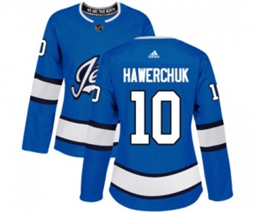 Women Adidas Winnipeg Jets #10 Dale Hawerchuk Authentic Blue Alternate NHL Jersey