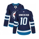 Women Adidas Winnipeg Jets #10 Dale Hawerchuk Authentic Navy Blue Home NHL Jersey