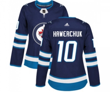 Women Adidas Winnipeg Jets #10 Dale Hawerchuk Authentic Navy Blue Home NHL Jersey