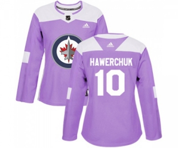 Women Adidas Winnipeg Jets #10 Dale Hawerchuk Authentic Purple Fights Cancer Practice NHL Jersey