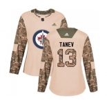 Women Adidas Winnipeg Jets #13 Brandon Tanev Authentic Camo Veterans Day Practice NHL Jersey