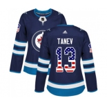 Women Adidas Winnipeg Jets #13 Brandon Tanev Authentic Navy Blue USA Flag Fashion NHL Jersey