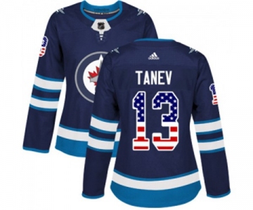 Women Adidas Winnipeg Jets #13 Brandon Tanev Authentic Navy Blue USA Flag Fashion NHL Jersey