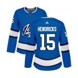 Women Adidas Winnipeg Jets #15 Matt Hendricks Authentic Blue Alternate NHL Jersey