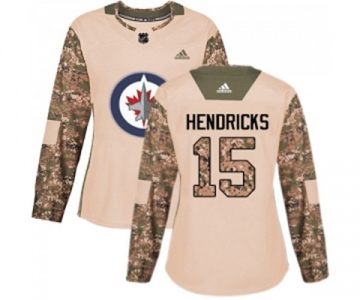 Women Adidas Winnipeg Jets #15 Matt Hendricks Authentic Camo Veterans Day Practice NHL Jersey