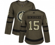 Women Adidas Winnipeg Jets #15 Matt Hendricks Authentic Green Salute to Service NHL Jersey