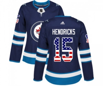 Women Adidas Winnipeg Jets #15 Matt Hendricks Authentic Navy Blue USA Flag Fashion NHL Jersey