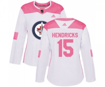 Women Adidas Winnipeg Jets #15 Matt Hendricks Authentic White Pink Fashion NHL Jersey