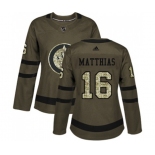 Women Adidas Winnipeg Jets #16 Shawn Matthias Authentic Green Salute to Service NHL Jersey