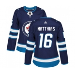 Women Adidas Winnipeg Jets #16 Shawn Matthias Authentic Navy Blue Home NHL Jersey