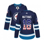 Women Adidas Winnipeg Jets #16 Shawn Matthias Authentic Navy Blue USA Flag Fashion NHL Jersey