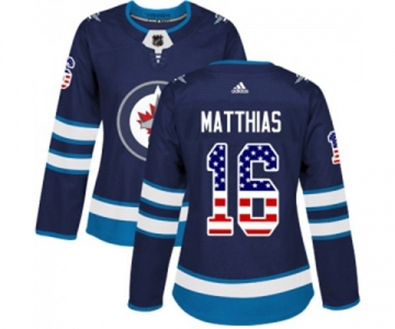 Women Adidas Winnipeg Jets #16 Shawn Matthias Authentic Navy Blue USA Flag Fashion NHL Jersey