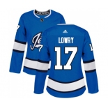 Women Adidas Winnipeg Jets #17 Adam Lowry Authentic Blue Alternate NHL Jersey