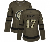 Women Adidas Winnipeg Jets #17 Adam Lowry Authentic Green Salute to Service NHL Jersey