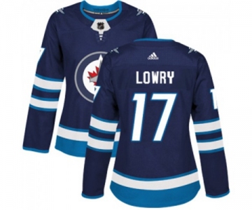 Women Adidas Winnipeg Jets #17 Adam Lowry Authentic Navy Blue Home NHL Jersey