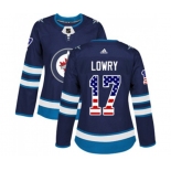 Women Adidas Winnipeg Jets #17 Adam Lowry Authentic Navy Blue USA Flag Fashion NHL Jersey