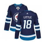 Women Adidas Winnipeg Jets #18 Bryan Little Authentic Navy Blue Home NHL Jersey