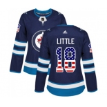 Women Adidas Winnipeg Jets #18 Bryan Little Authentic Navy Blue USA Flag Fashion NHL Jersey