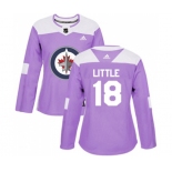 Women Adidas Winnipeg Jets #18 Bryan Little Authentic Purple Fights Cancer Practice NHL Jersey