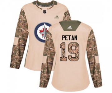 Women Adidas Winnipeg Jets #19 Nic Petan Authentic Camo Veterans Day Practice NHL Jersey