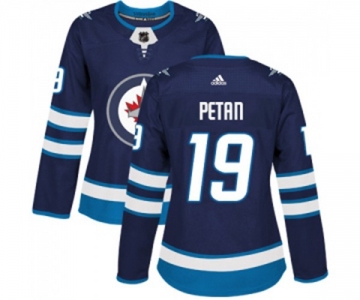 Women Adidas Winnipeg Jets #19 Nic Petan Authentic Navy Blue Home NHL Jersey