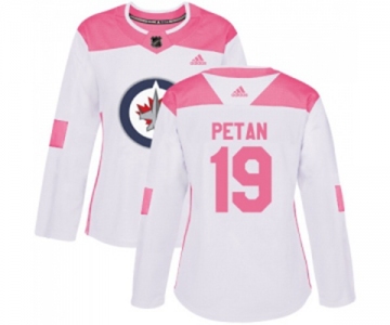 Women Adidas Winnipeg Jets #19 Nic Petan Authentic White Pink Fashion NHL Jersey