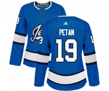 Women Adidas Winnipeg Jets #19 Nic Petan Premier Blue Alternate NHL Jersey