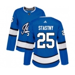 Women Adidas Winnipeg Jets #25 Paul Stastny Authentic Blue Alternate NHL Jersey